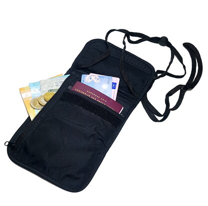 Reisportemonnee nektasje met 5 vakjes pasjes telefoon kleingeld briefgeld 17.5 x 14 cm nekkoord
