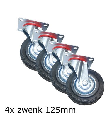 4X Zwenkwiel gelagerd  125mm universeel bruikbaar voor div doeleinden 100Kg