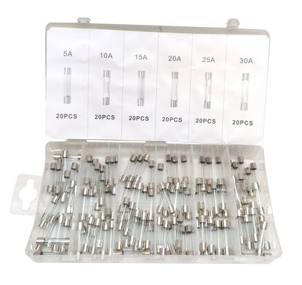 120 delige Glaszekering zekering Auto tractor boot  fuse set 5 10 15 20 25 30 AMP