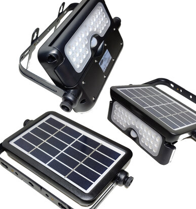 LED Lamp straler solar 5W Floodlight Bewegingssensor IP-65 A+ 500 Lumen 