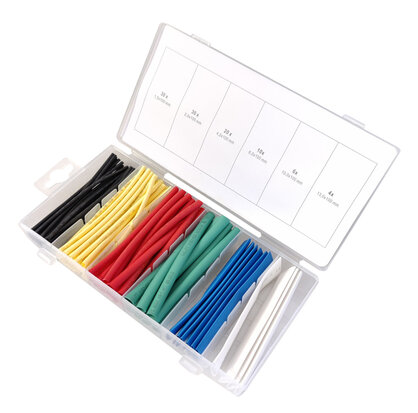 100 Delig krimpkous set kleur 10cm 100mm assortiment in opberg box