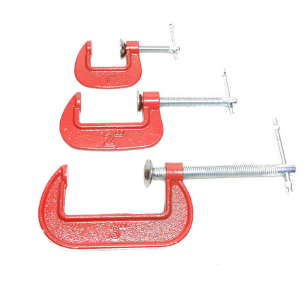 Stalen C klemmen set 3 delig lijmklem 1 t/m 3"