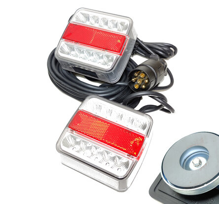 14 LEDS Magneet Verlichting set voor aanhanger of fietsdrager met 7,5 M kabel 