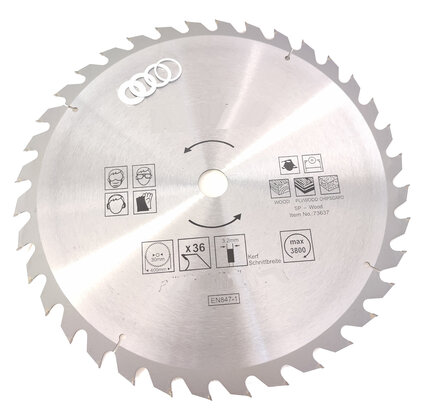 TCT 36 tands Cirkelzaagblad Ø 400 x 3 x Ø 30mm Carbide tanden incl 4 verloopringen 25.4 22 20  en 16 mm