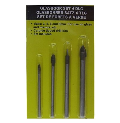 Glasboor set 4 delig boorset 3 5 6 en 8 mm glas