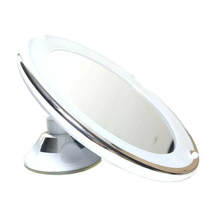 Ronde 5x vergroot make up spiegel met zuignap lamp led rand incl batterijen
