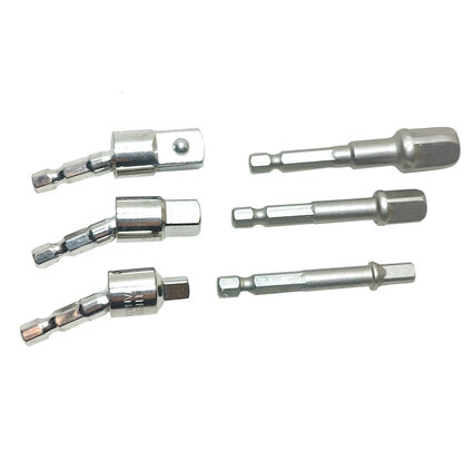 Bit verloop flexibele adapter voor doppen 1/4 3/8 en 1/2 geschikt voor bitaansluiting of boorkop gehard staal