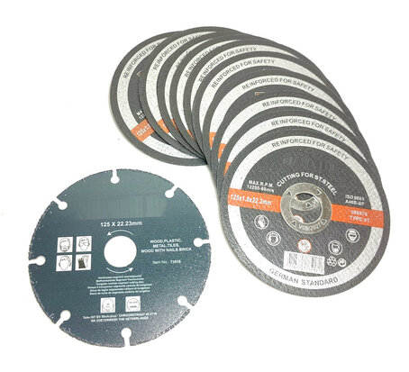 10x Dunne Slijpschijven doorslijpschijf staal RVS 125×1,2×22,2mm 10 dlg slijpschijf + segment universele schijf