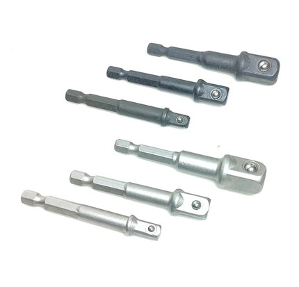6 Delig bit verloop adapter voor doppen 1/4 3/8 en 1/2 geschikt voor bitaansluiting of boorkop gehard staal