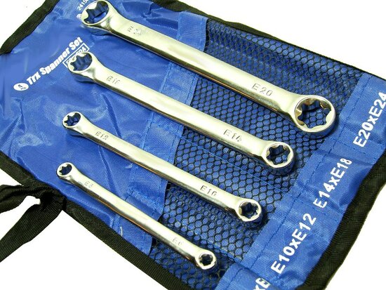 Torx ringsleutel set E6, E8, E10, E12, E14, E18, E20 en E24 chroom vanadium 