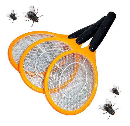 Elektrische vliegenmepper set van 3 stuks geel muggen wespen vliegen