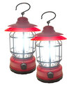 2x-4-Watt-Campinglamp-dimbaar-retrostijl-16.6cm-rood-1200mAh-3-COBs-Vissen-Hike-hiking-outdoor-CE