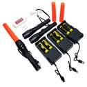 3X-Led-74v-zaklamp-verkeersregelaars-lamp-oplaadbaar-6X-li-ion-18650-accu-XML-T6-met-opzet-kegel-3-dual-usb-laders-3voudige-usb-netlader